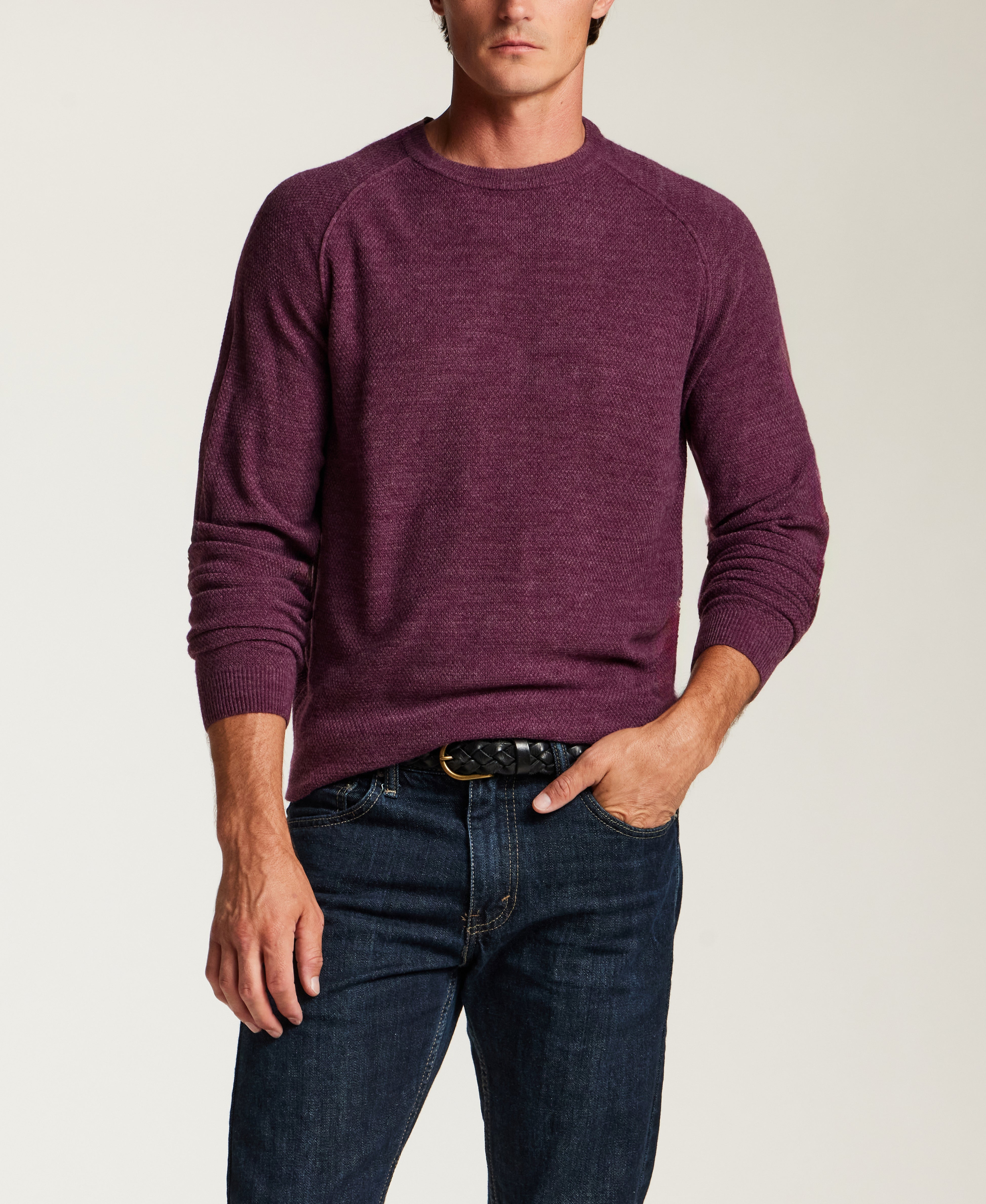 Soft Knit Crewneck Sweater in Fig