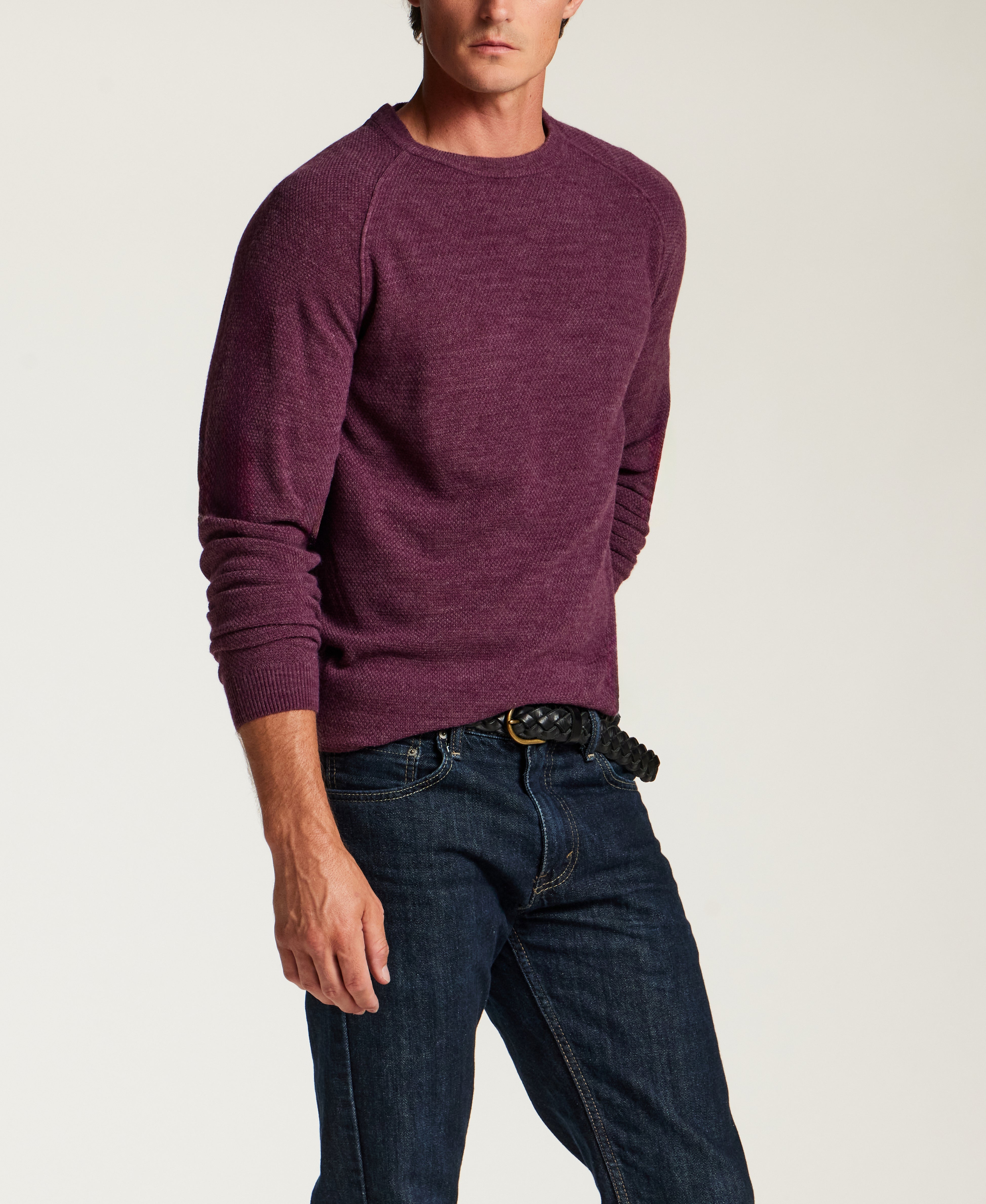 Soft Knit Crewneck Sweater in Fig