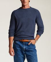 Soft Knit Crewneck Sweater in Slate Blue