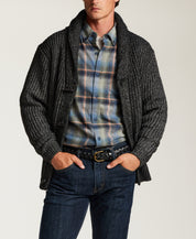 Alpaca Blend Cardigan in Off Black