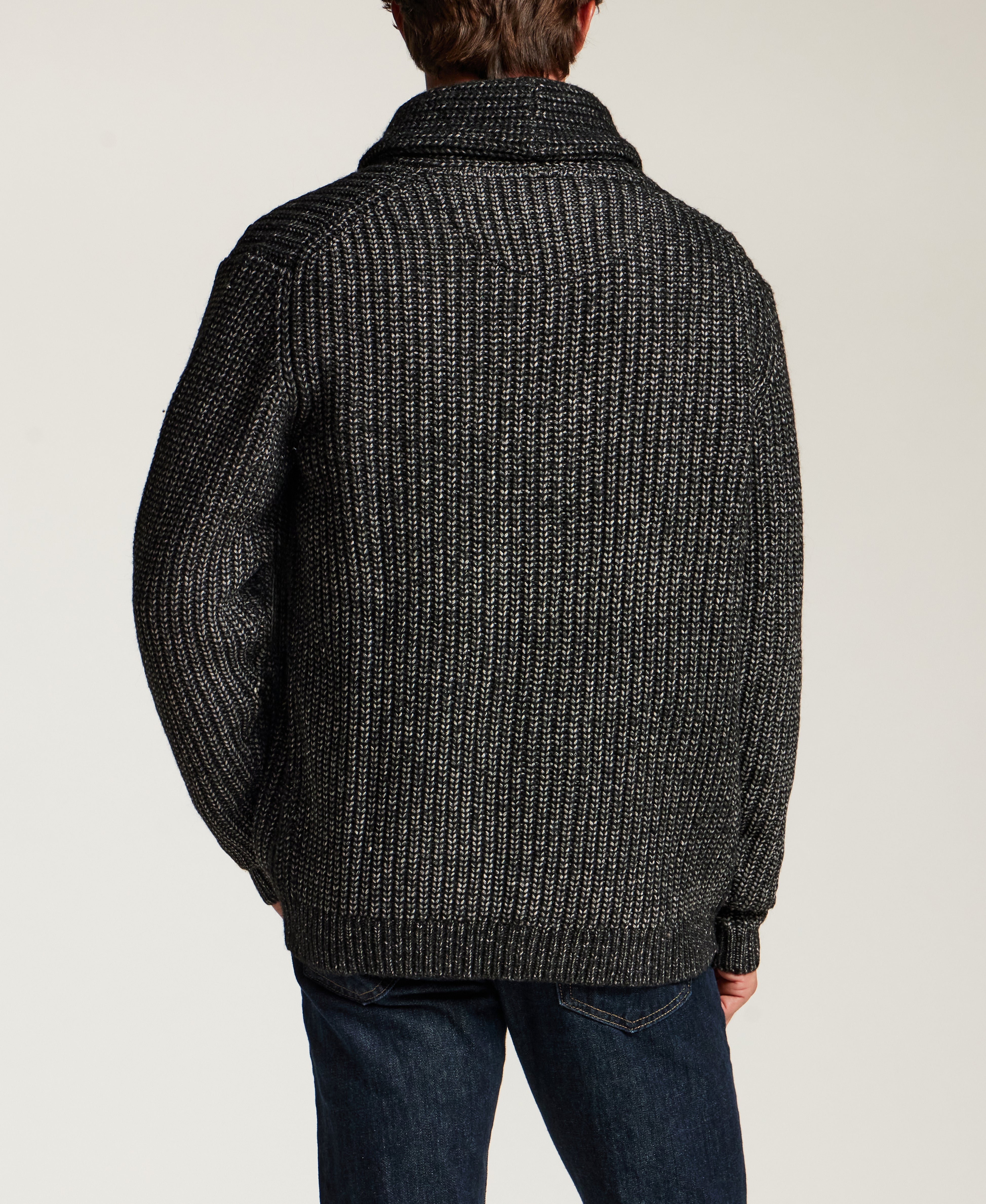 Alpaca Blend Cardigan in Off Black