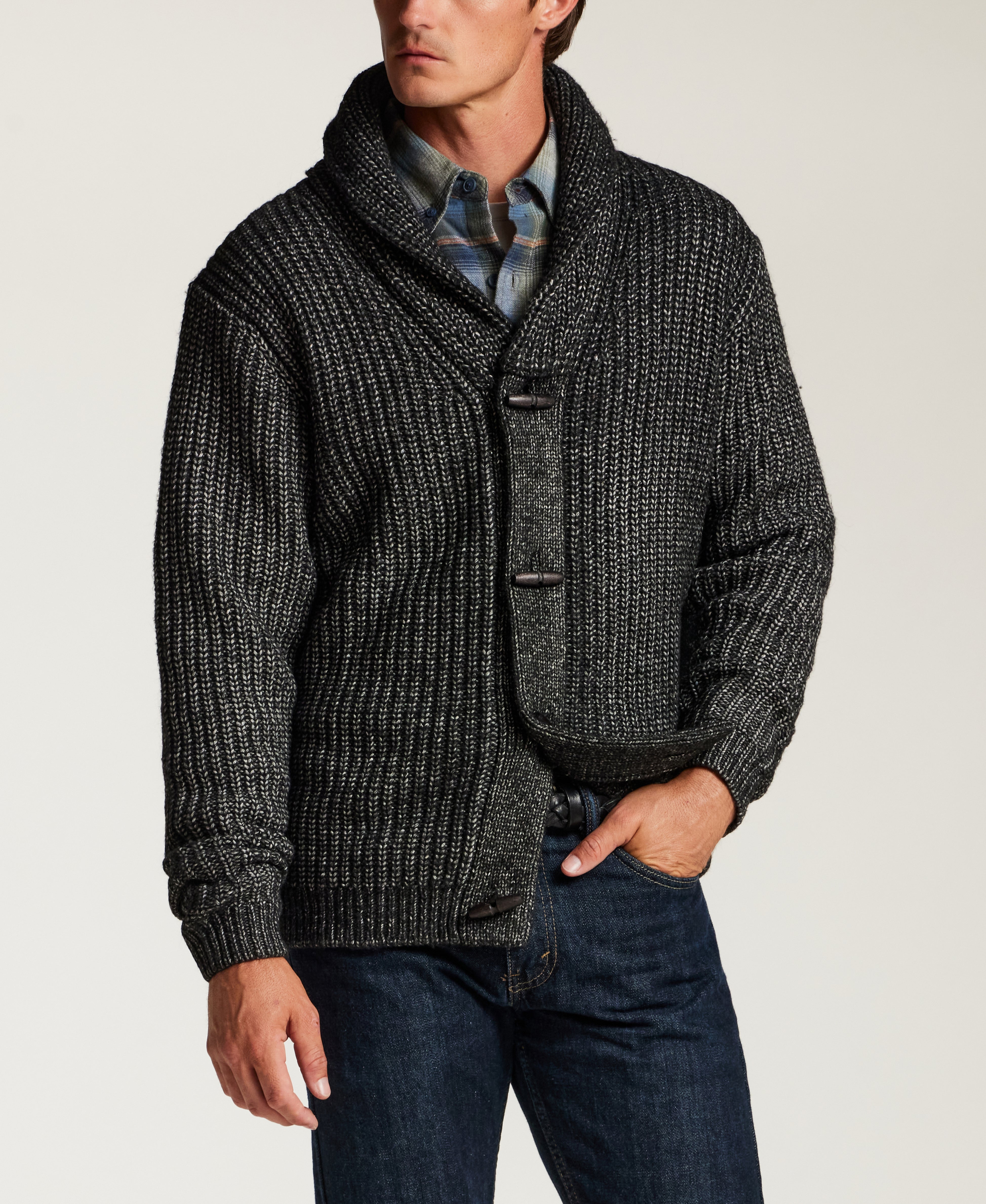 Alpaca Blend Cardigan in Off Black