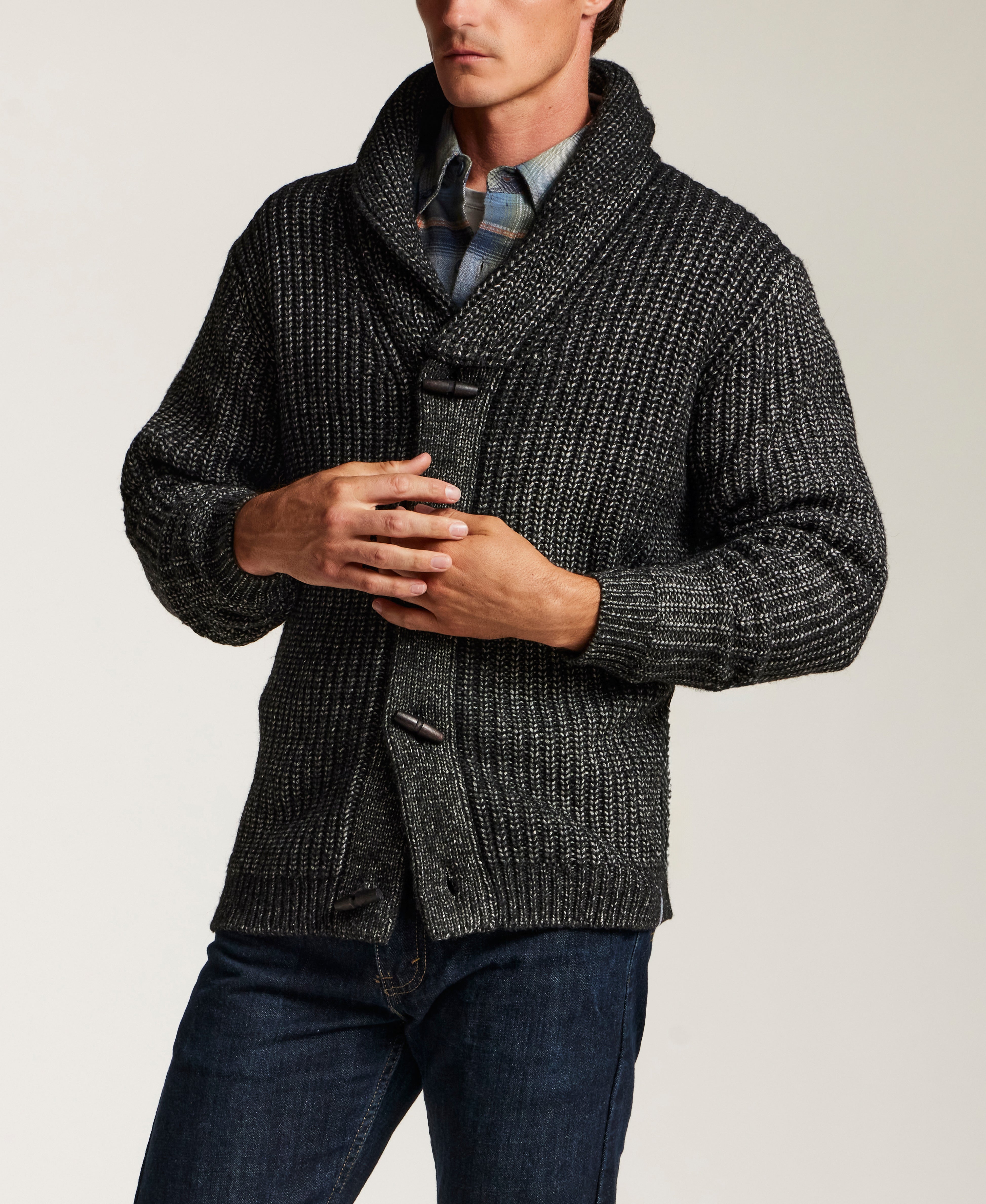 Alpaca Blend Cardigan in Off Black