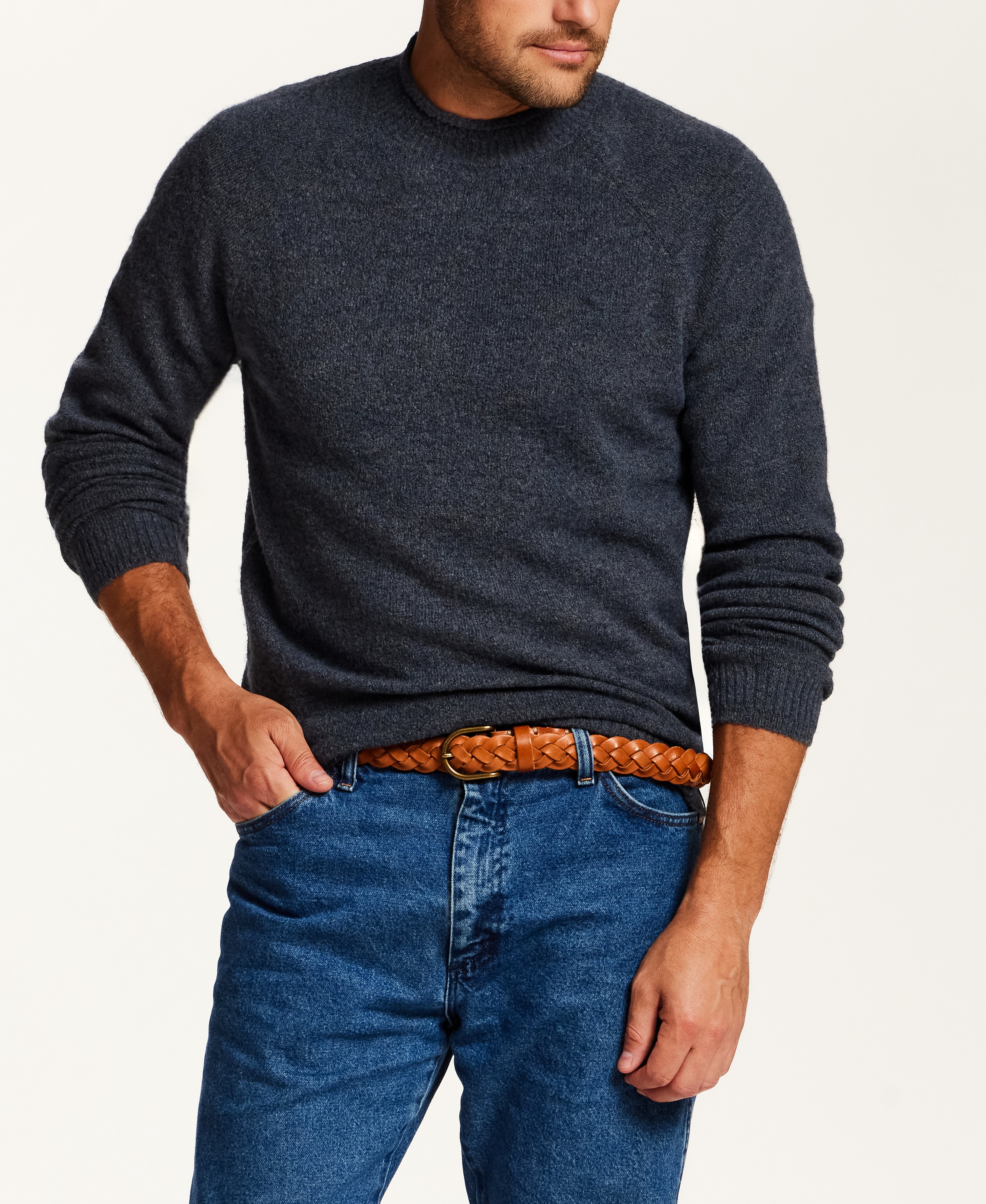 The Bouclé Rollneck Sweater in Prussian Blue