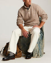 Marled Mock Neck Sweater in Beige Heather