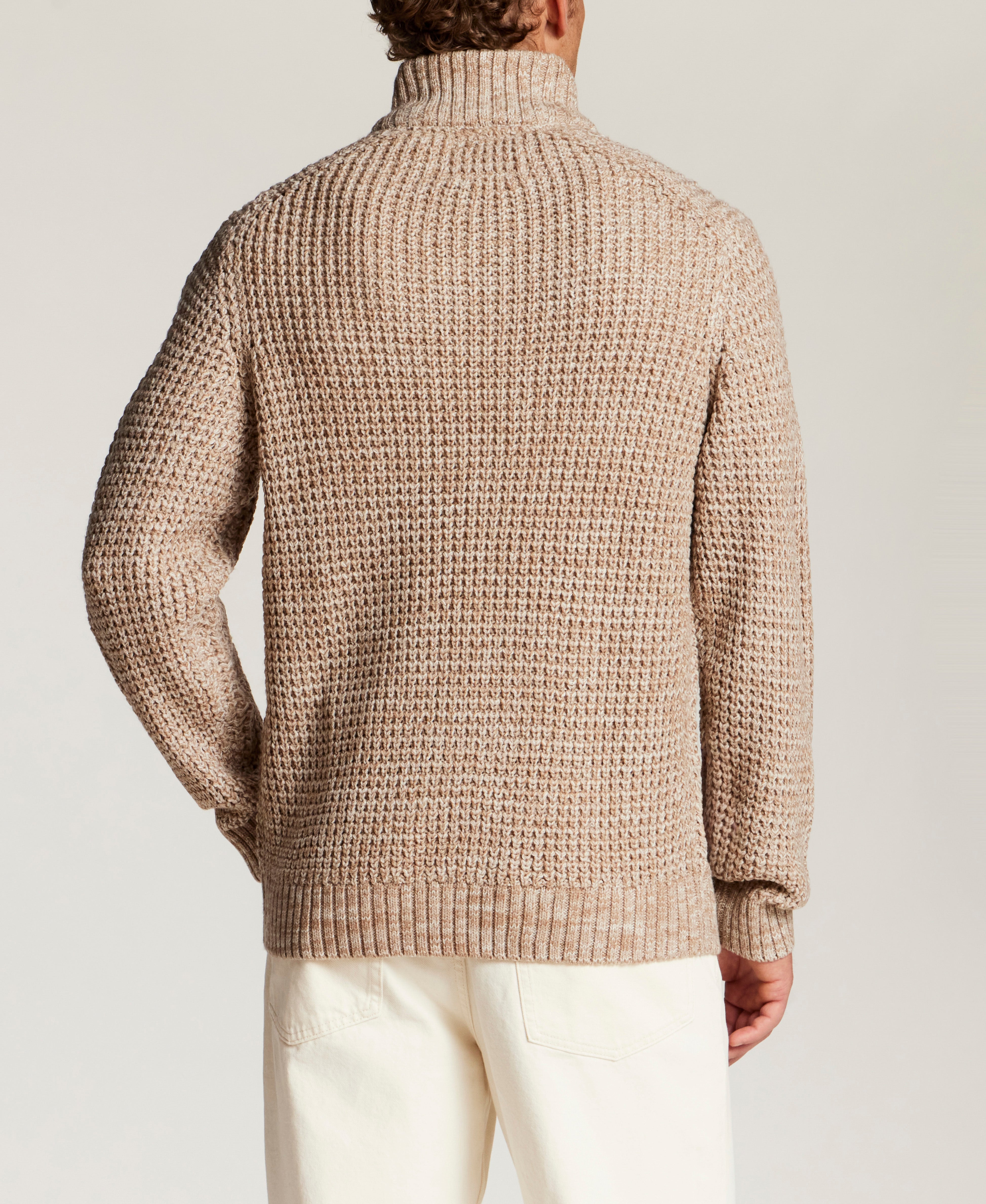 Marled Mock Neck Sweater in Beige Heather