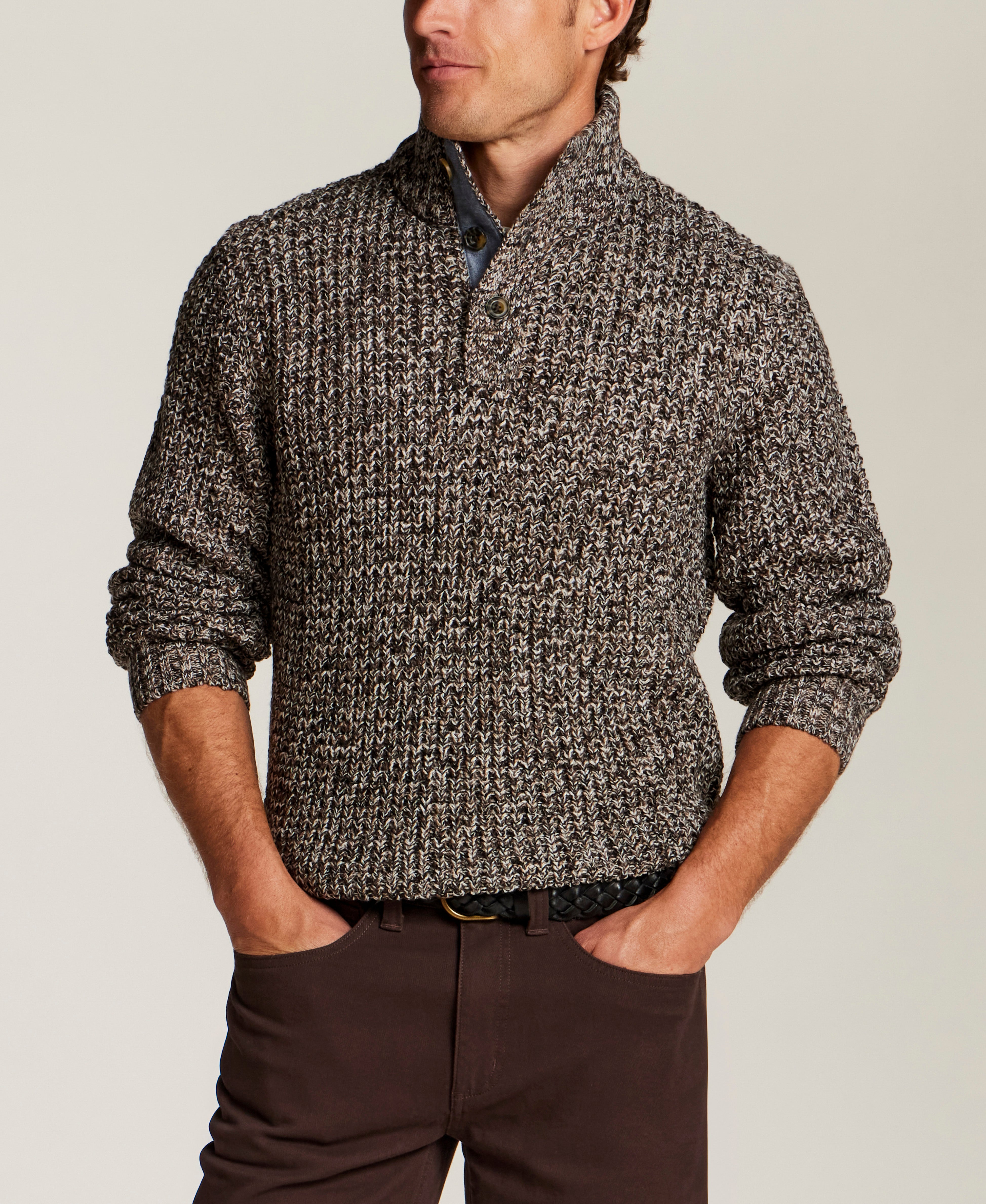 Marled Mock Neck Sweater in Cocoa Heather