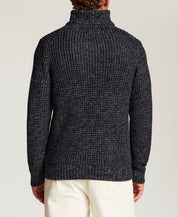 Marled Mock Neck Sweater in Navy