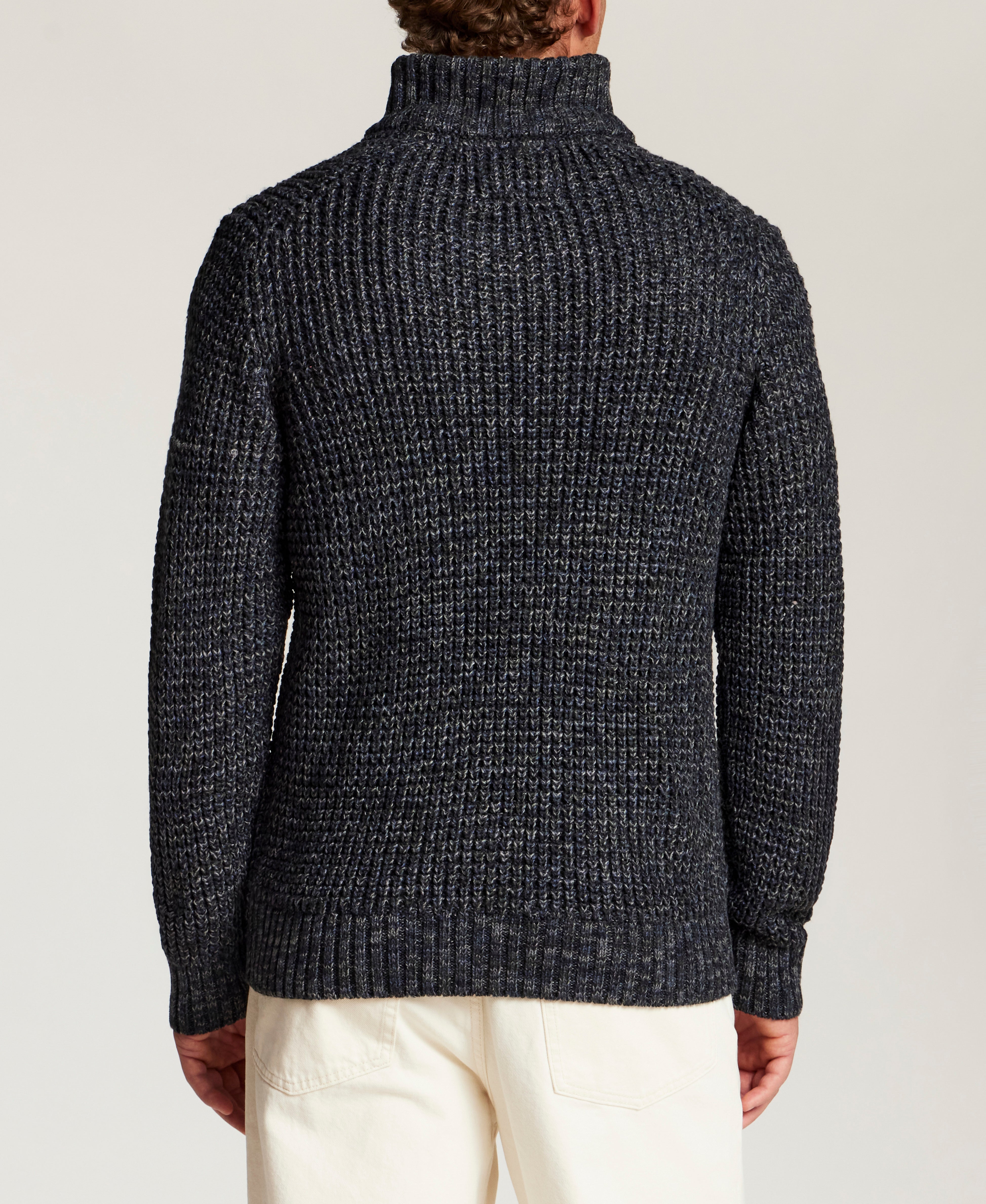 Marled Mock Neck Sweater in Navy