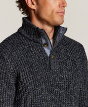 Marled Mock Neck Sweater in Navy