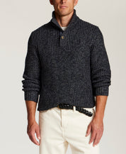 Marled Mock Neck Sweater in Navy