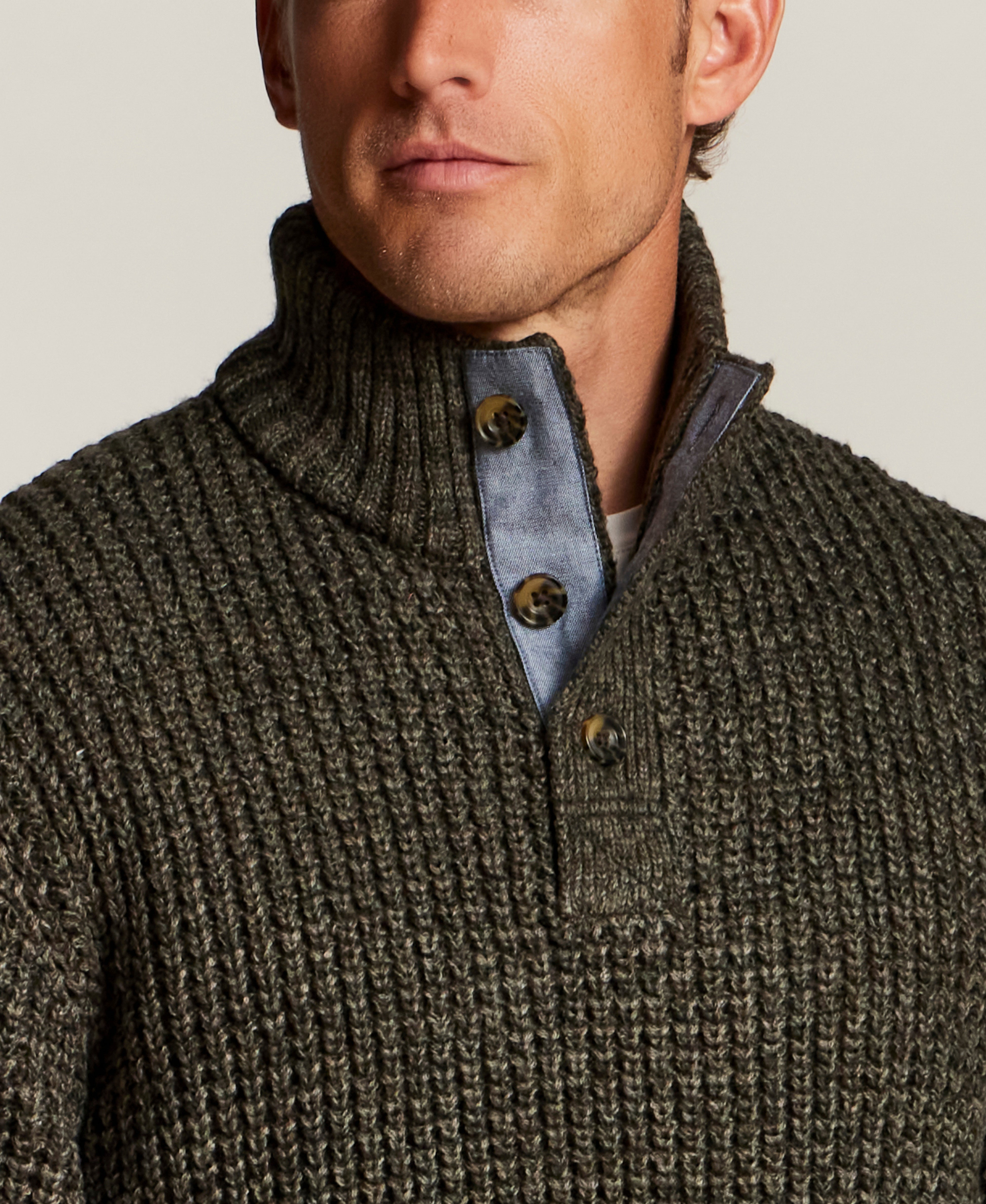 Marled Mock Neck Sweater in Olive