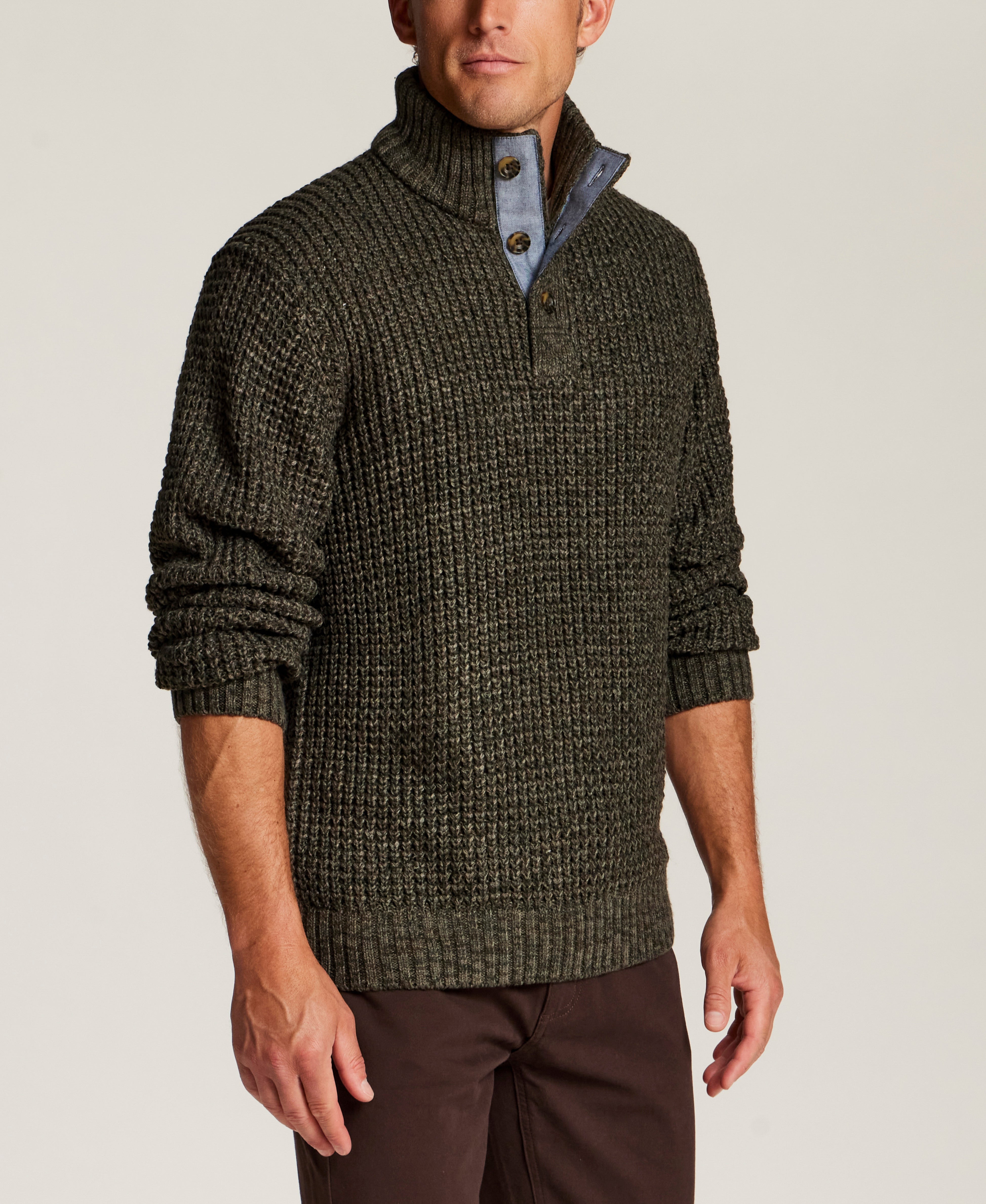 Marled Mock Neck Sweater in Olive