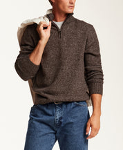FUZZY 1/4 ZIP SWEATER in BROWN (F2640788WV)