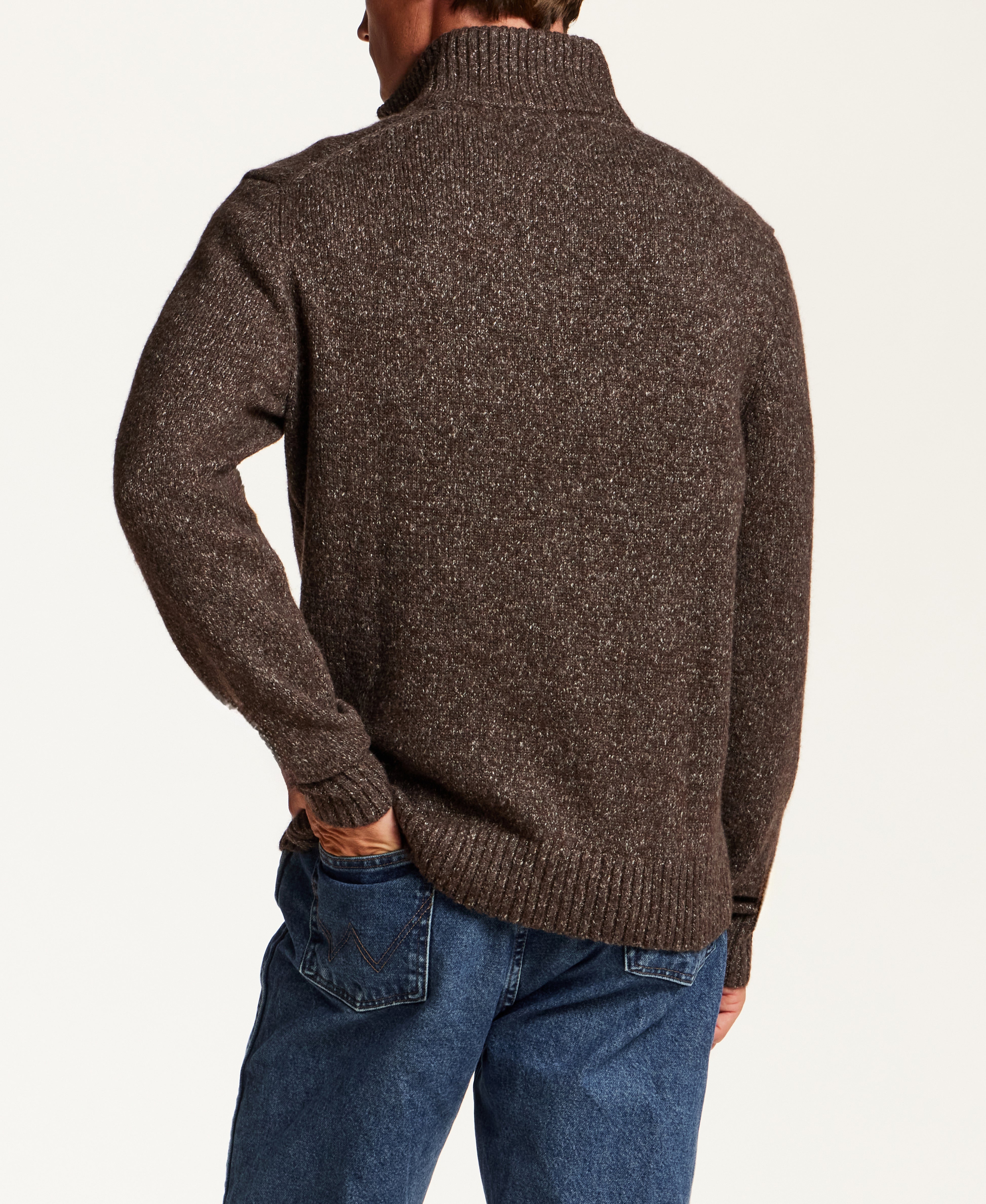 FUZZY 1/4 ZIP SWEATER in BROWN (F2640788WV)
