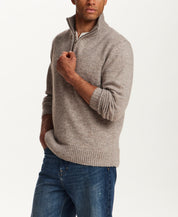FUZZY 1/4 ZIP SWEATER in TAUPE (F2640788WV)