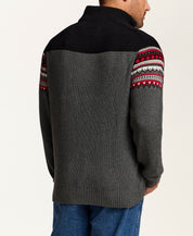 Maine Fair Isle Quarter-Zip Sweater in Black