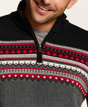 Maine Fair Isle Quarter-Zip Sweater in Black