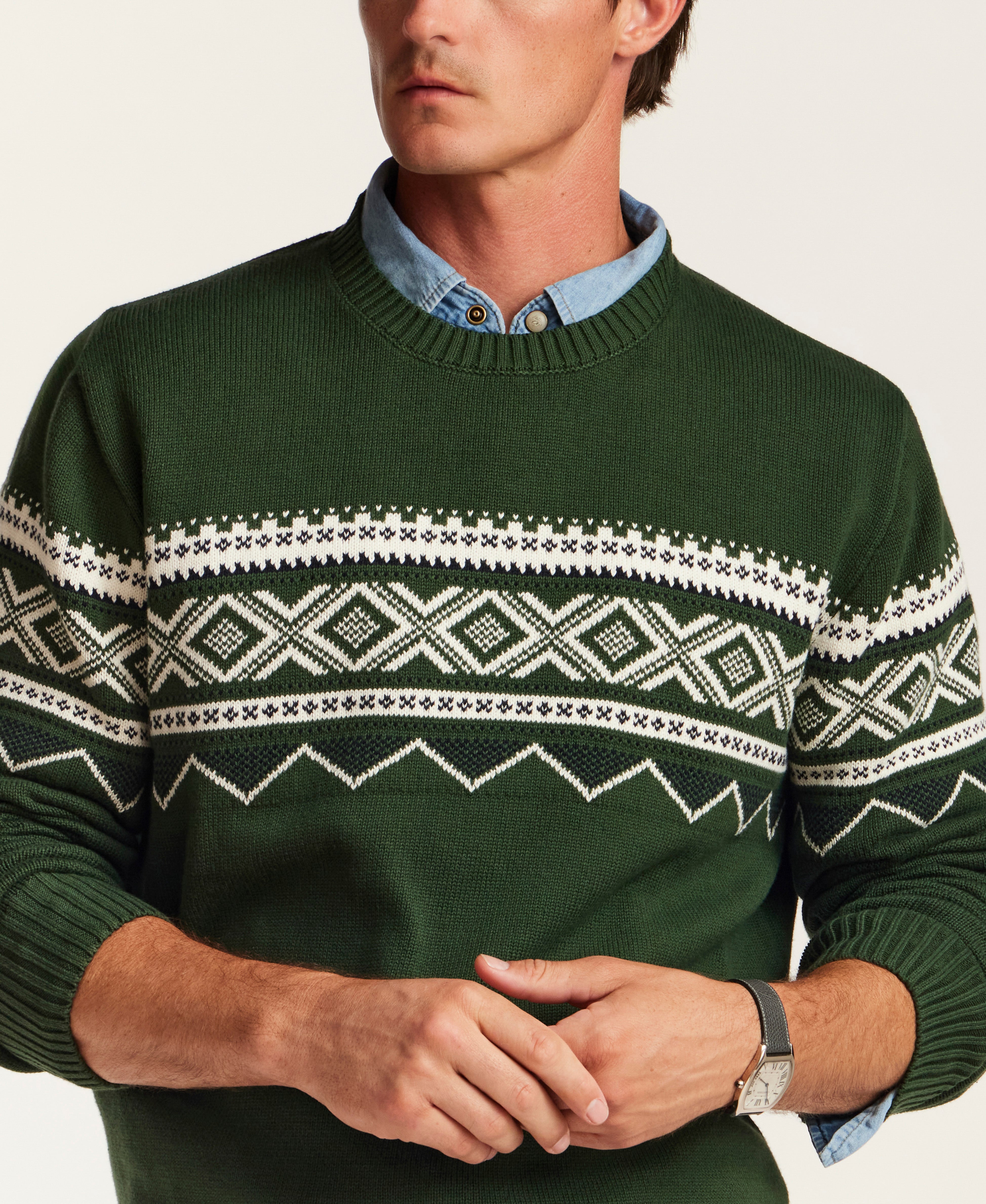 Fair Isle Crewneck Sweater in Mountain View