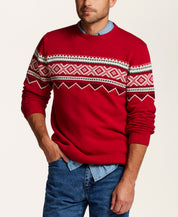 Fair Isle Crewneck Sweater in Red