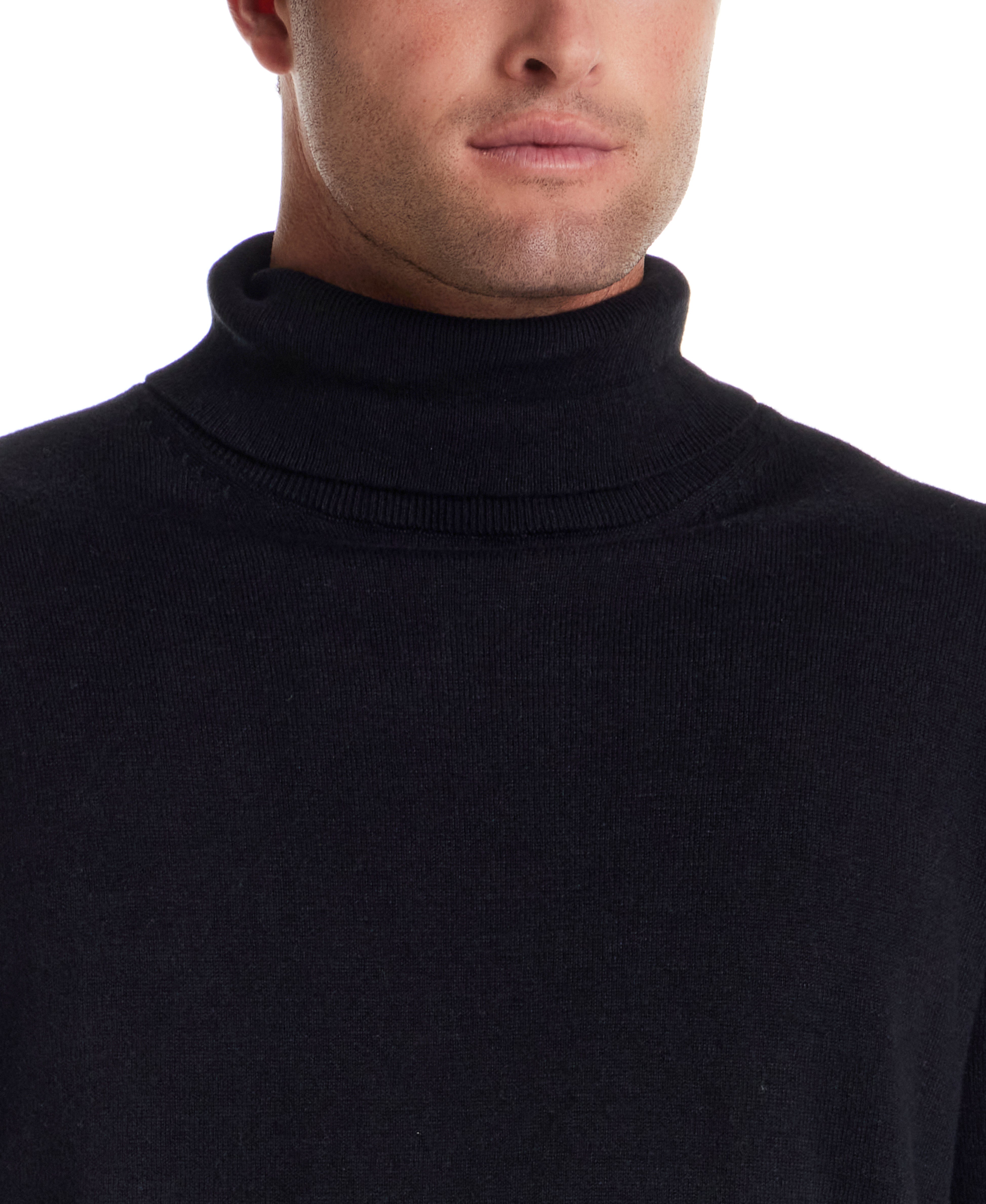 Cotton-Cashmere Turtleneck Sweater in Black