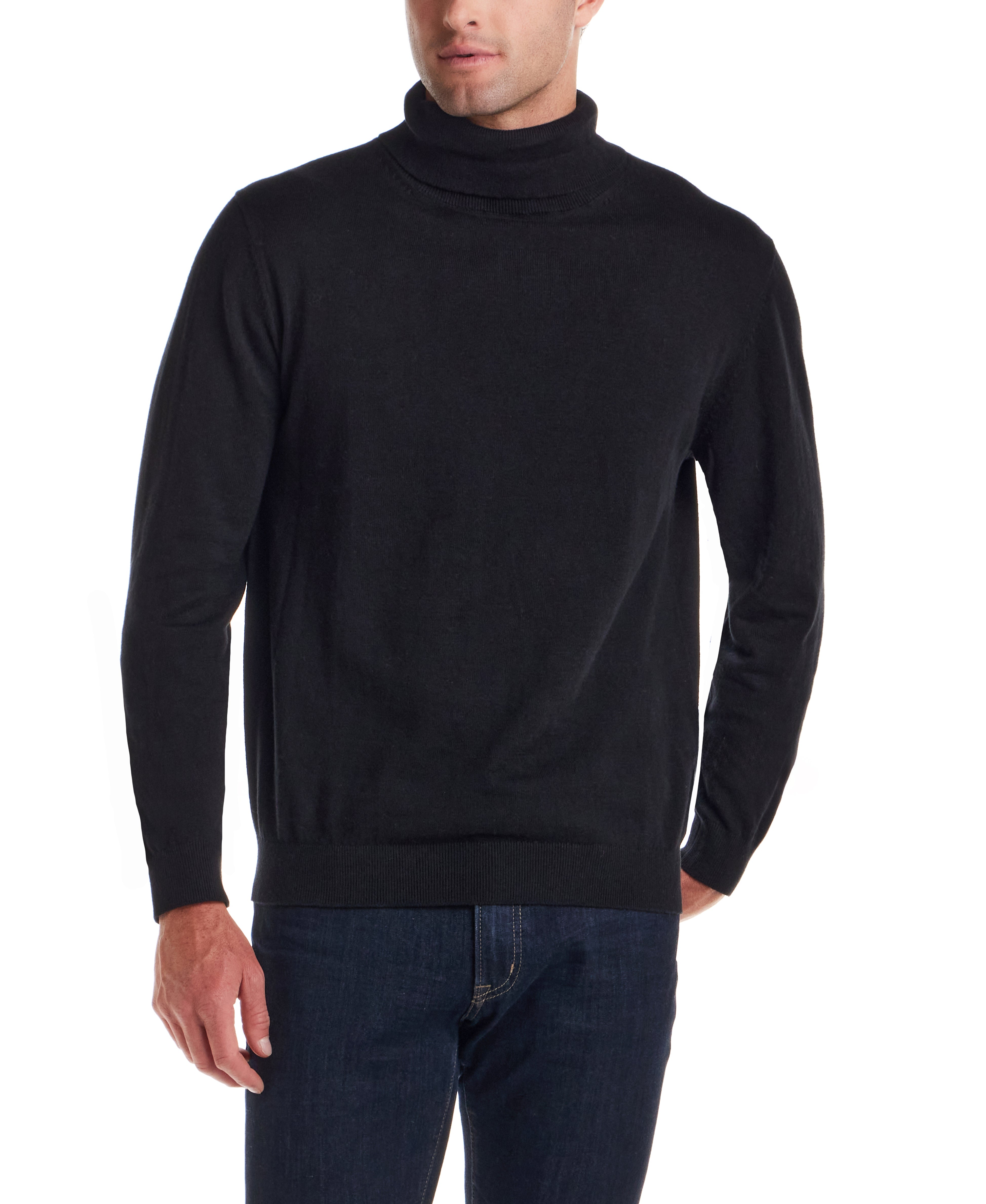 Cotton-Cashmere Turtleneck Sweater in Black