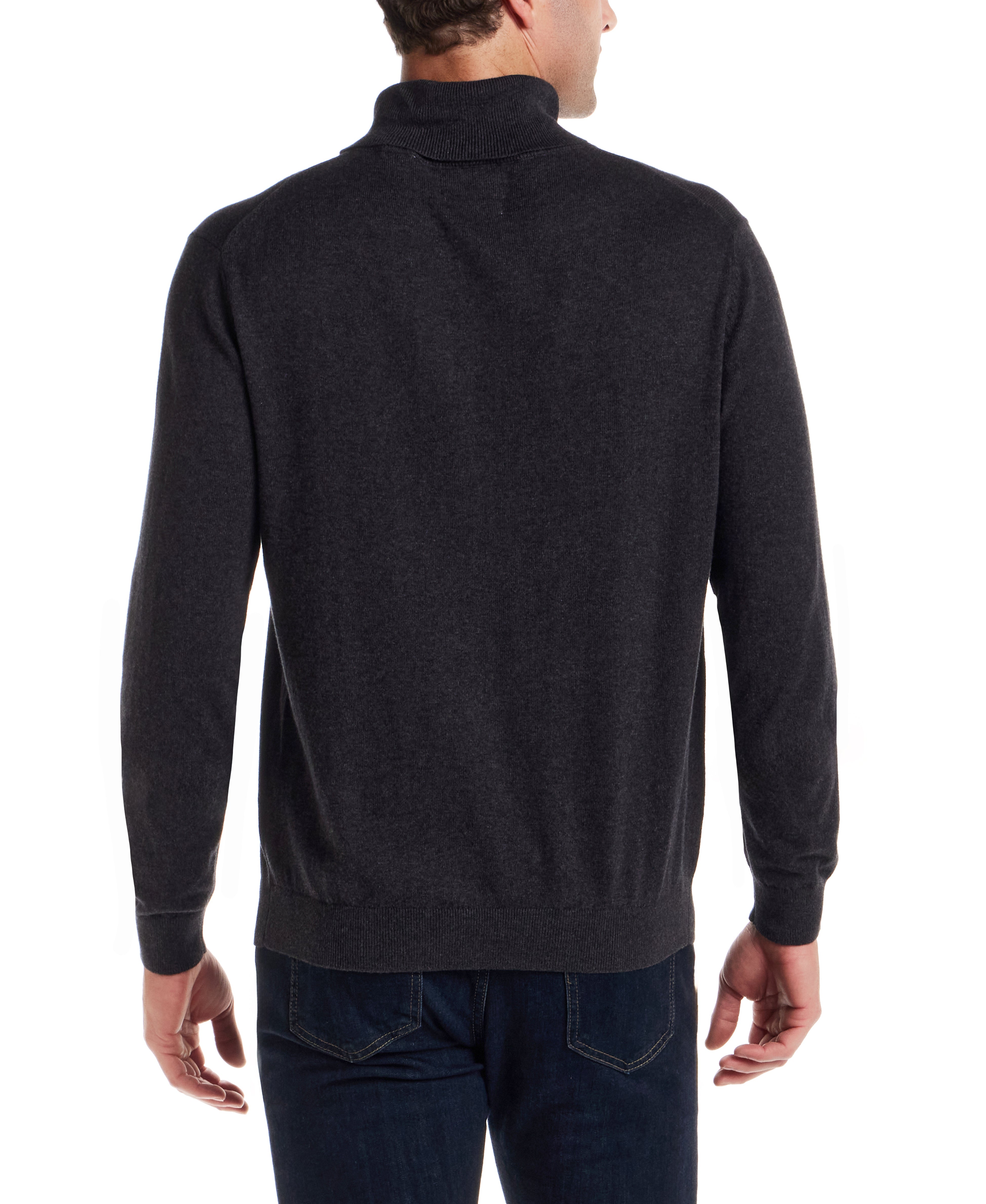 Cotton-Cashmere Turtleneck Sweater in Charcoal Heather