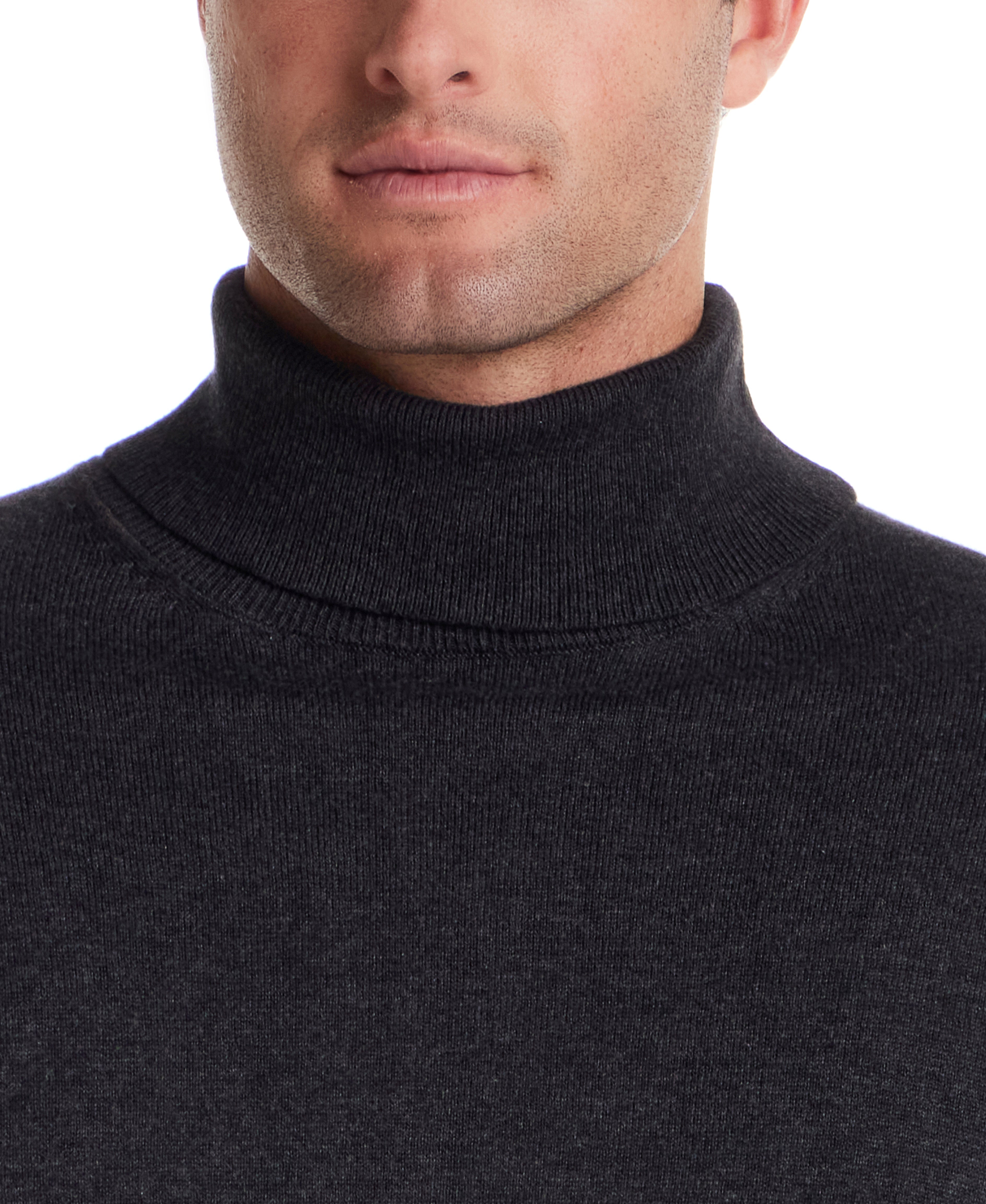 Cotton-Cashmere Turtleneck Sweater in Charcoal Heather