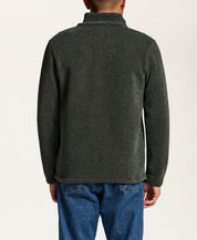 Mixed Texture Quarter-Zip with Drawcord in Evergreen