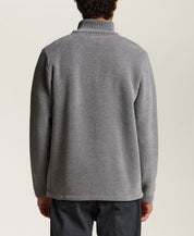 Mixed Texture Quarter-Zip with Drawcord in Medium Grey