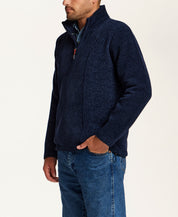 Mixed Texture Quarter-Zip with Drawcord in Navy
