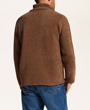 Mixed Texture Quarter-Zip with Drawcord in Suede