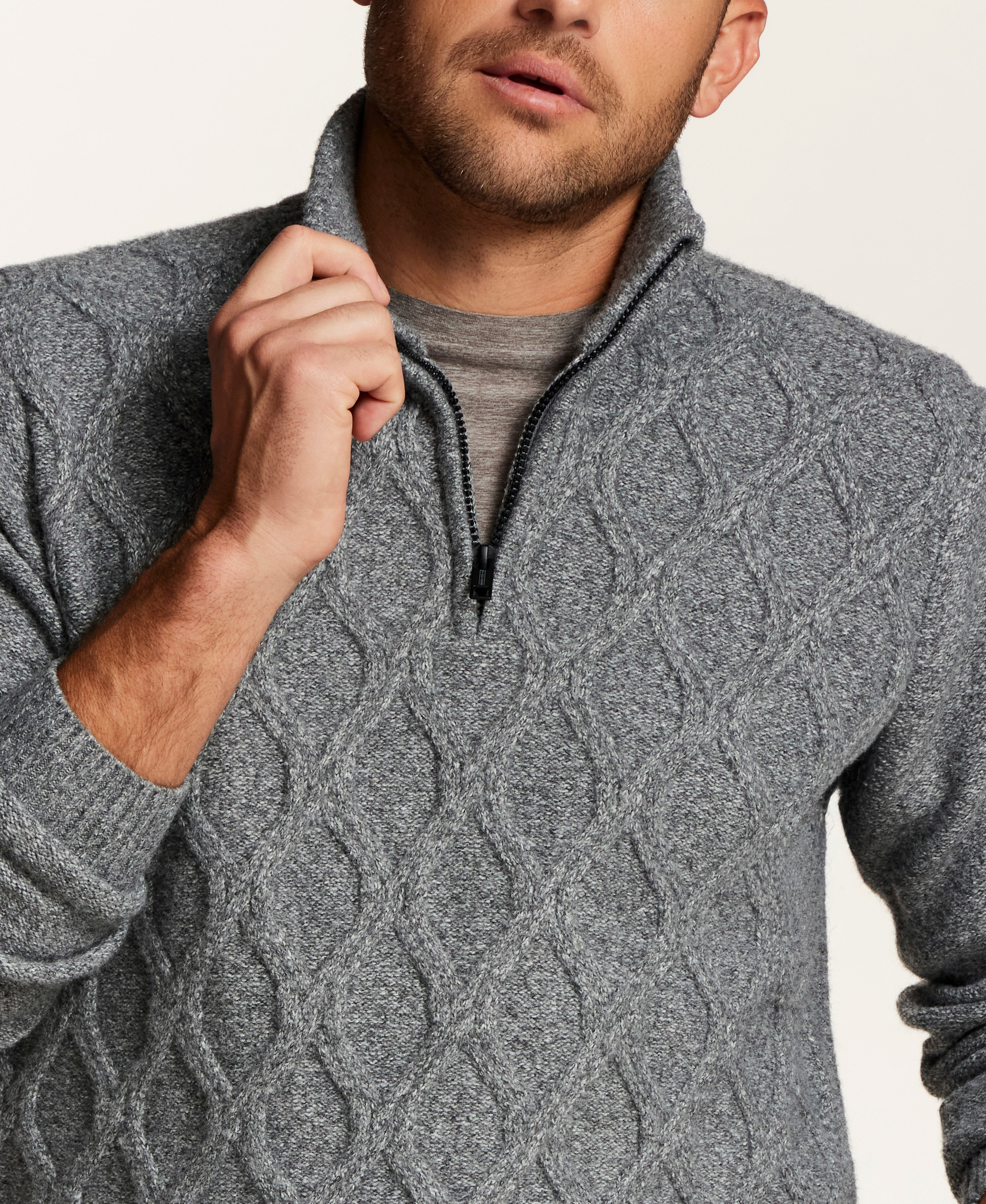 Trellis Quarter-Zip Sweater in Steel