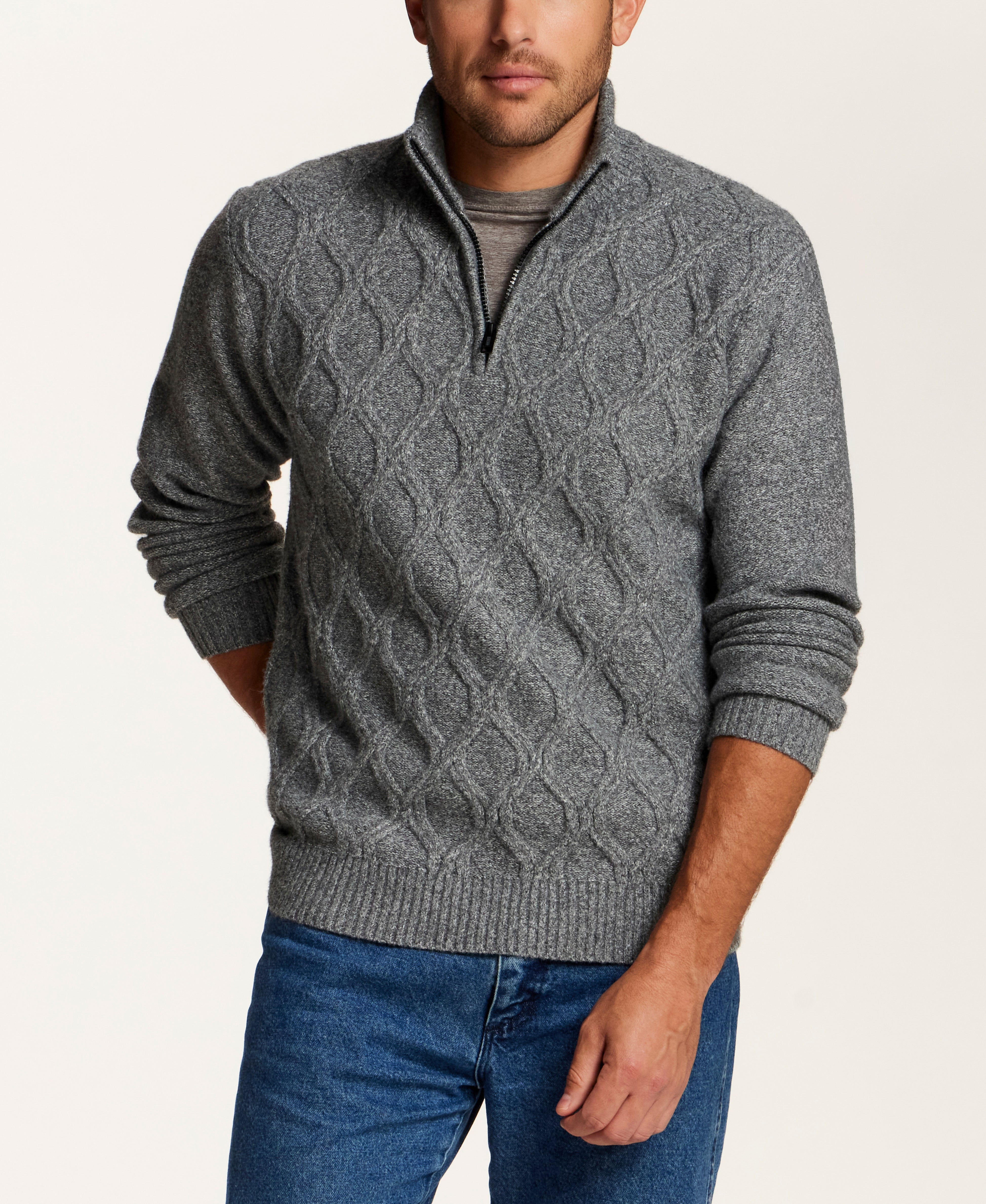 Trellis Quarter-Zip Sweater in Steel