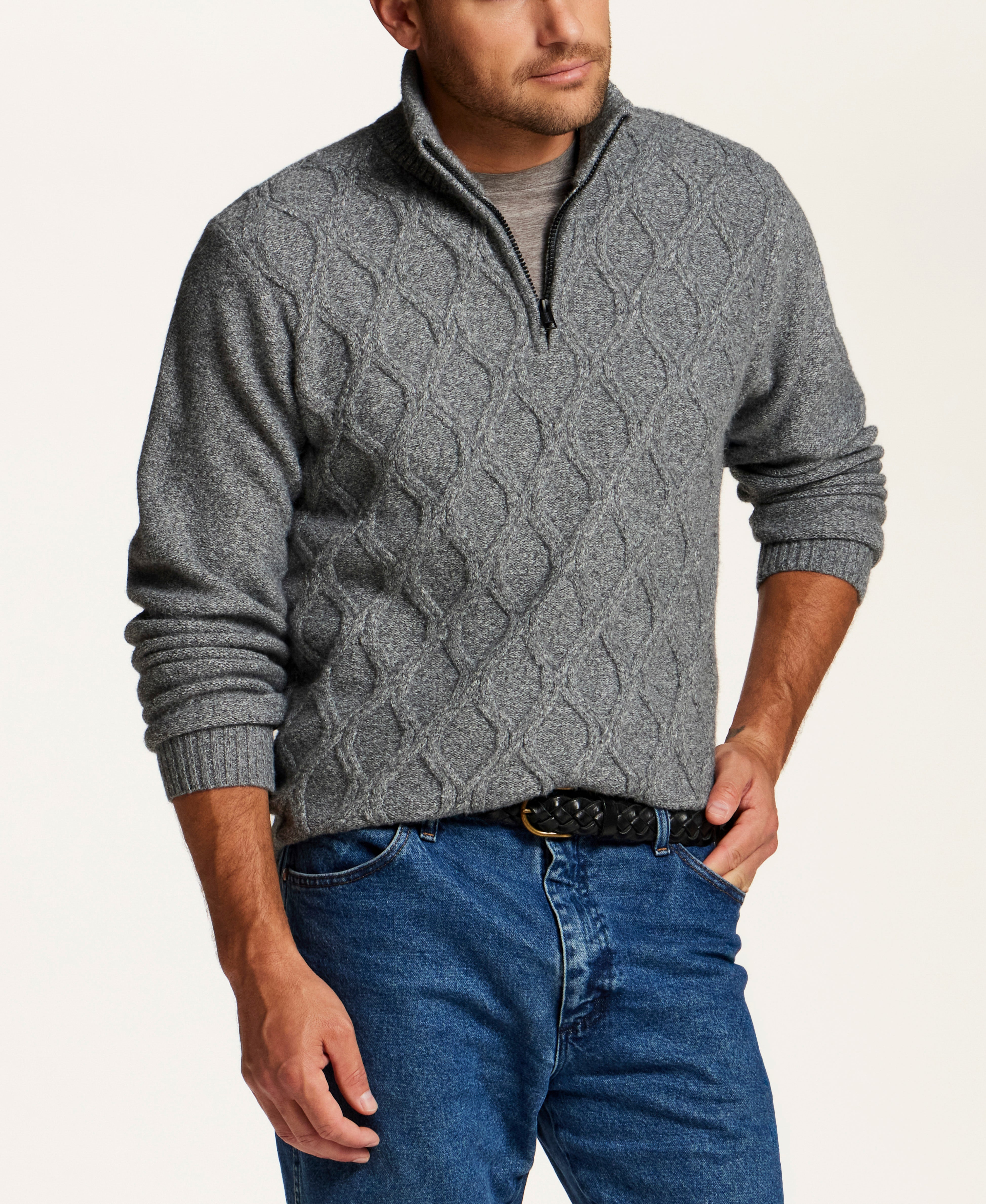 Trellis Quarter-Zip Sweater in Steel