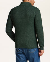 Textured Yoke Quarter-Zip Sweater in Botanical Green