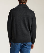 Shawl Collar Cable Sweater in Charcoal Heather