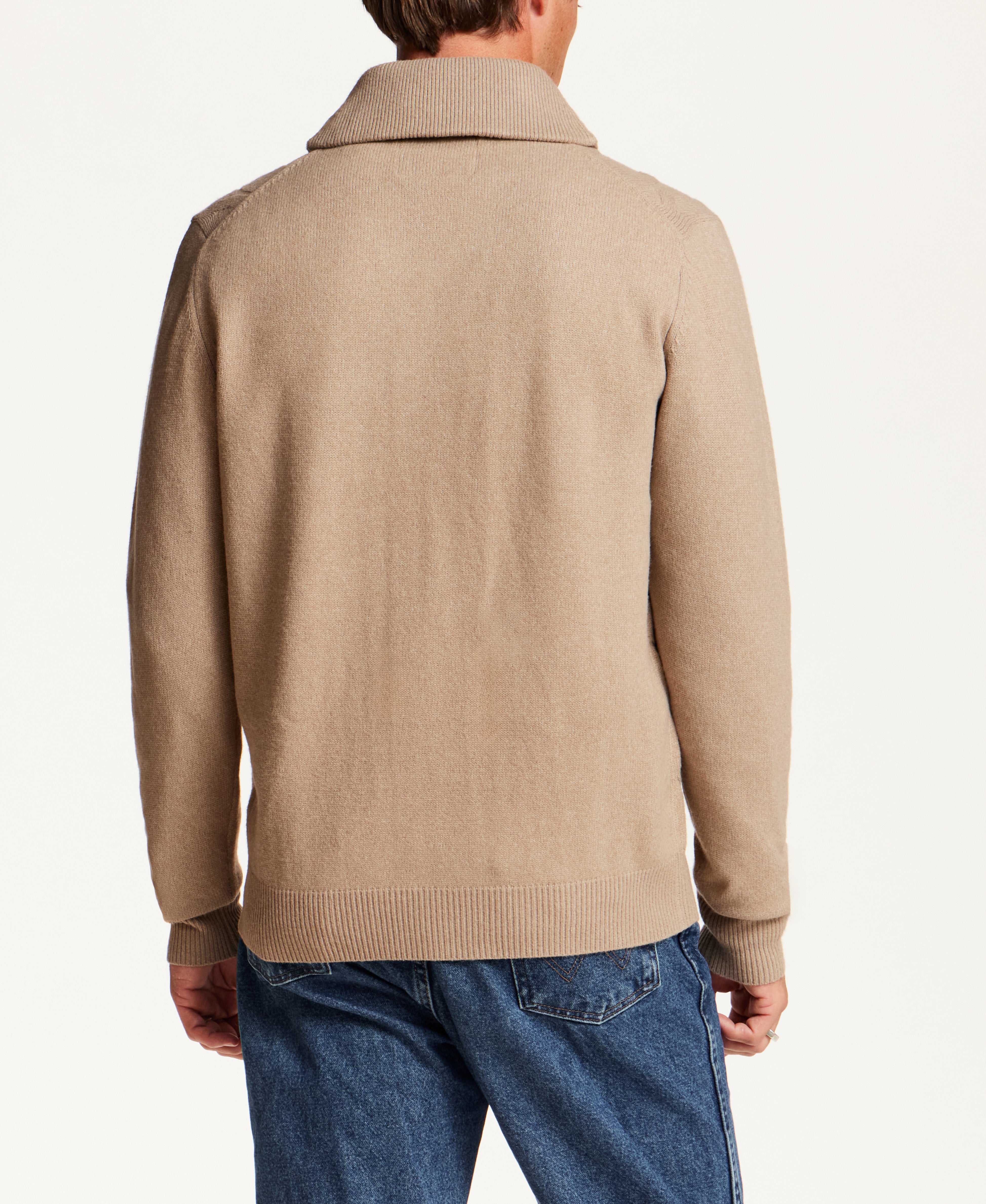 Shawl Collar Cable Sweater in Wooden