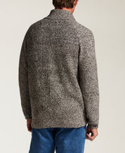 Donegal Marled Full-Zip Sweater in Chocolate