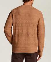 Textured Jacquard Crewneck Sweater in Almond
