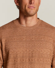 Textured Jacquard Crewneck Sweater in Almond