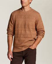 Textured Jacquard Crewneck Sweater in Almond