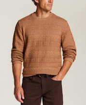 Textured Jacquard Crewneck Sweater in Almond