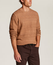 Textured Jacquard Crewneck Sweater in Almond