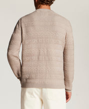 Textured Jacquard Crewneck Sweater in Bone