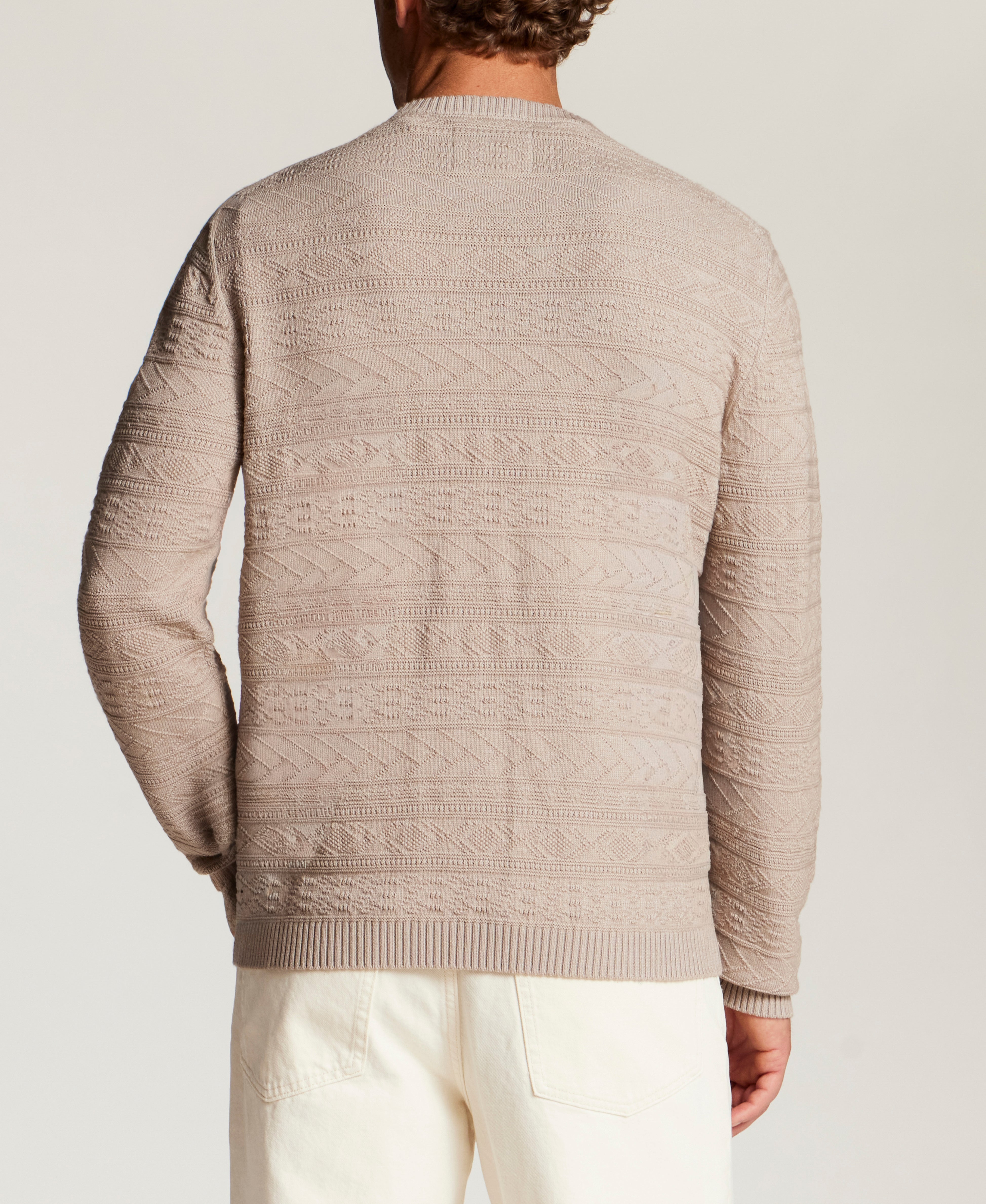 Textured Jacquard Crewneck Sweater in Bone