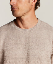 Textured Jacquard Crewneck Sweater in Bone