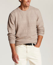 Textured Jacquard Crewneck Sweater in Bone