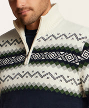 Alpine Fair Isle Quarter-Zip Sweater in Dark Navy