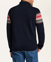 Nordic Yoke Quarter-Zip Sweater in Dark Navy
